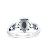 Solitaire Petite Heart Simulated Black Onyx Promise Ring Band Oxidized Braided 925 Sterling Silver