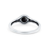 Petite Dainty Round Promise Ring Solid Oxidized Simulated Black Onyx 925 Sterling Silver