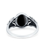 Petite Dainty Butterfly Lab Opal Ring Solid Oval Oxidized Simulated Black Onyx 925 Sterling Silver