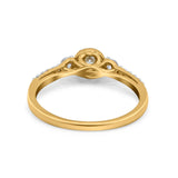 14K Yellow Gold 0.31ct Three Stone Vintage Round 5mm G SI Diamond Engagement Band Wedding Ring Size 6.5