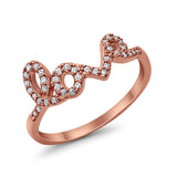 Wedding Engagement Eternity Love Ring Rose Tone, Simulated CZ 925 Sterling Silver