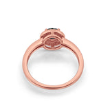 Halo Art Deco Engagement Ring Round Rose Tone, Simulated Black CZ 925 Sterling Silver