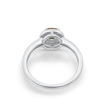 Halo Art Deco Engagement Ring Round Lab Created Black Opal 925 Sterling Silver
