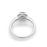 Halo Art Deco Engagement Ring Round Simulated Black CZ 925 Sterling Silver