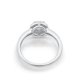 Halo Art Deco Engagement Ring Round Simulated Cubic Zirconia 925 Sterling Silver