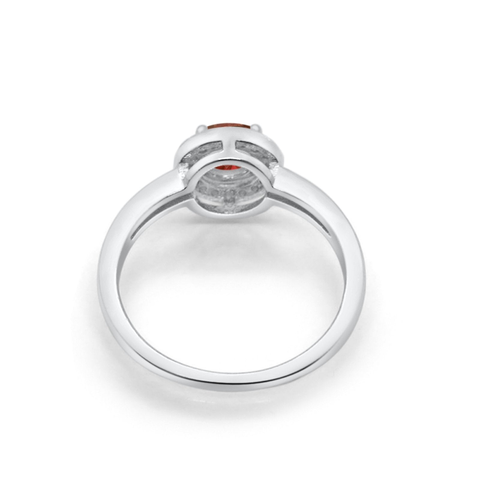 Halo Art Deco Engagement Ring Round Simulated Garnet CZ 925 Sterling Silver