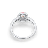 Halo Art Deco Engagement Ring Round Simulated Morganite CZ 925 Sterling Silver