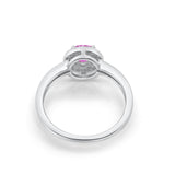 Halo Art Deco Engagement Ring Round Simulated Pink CZ 925 Sterling Silver