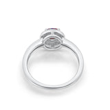 Halo Art Deco Engagement Ring Round Simulated Rainbow CZ 925 Sterling Silver