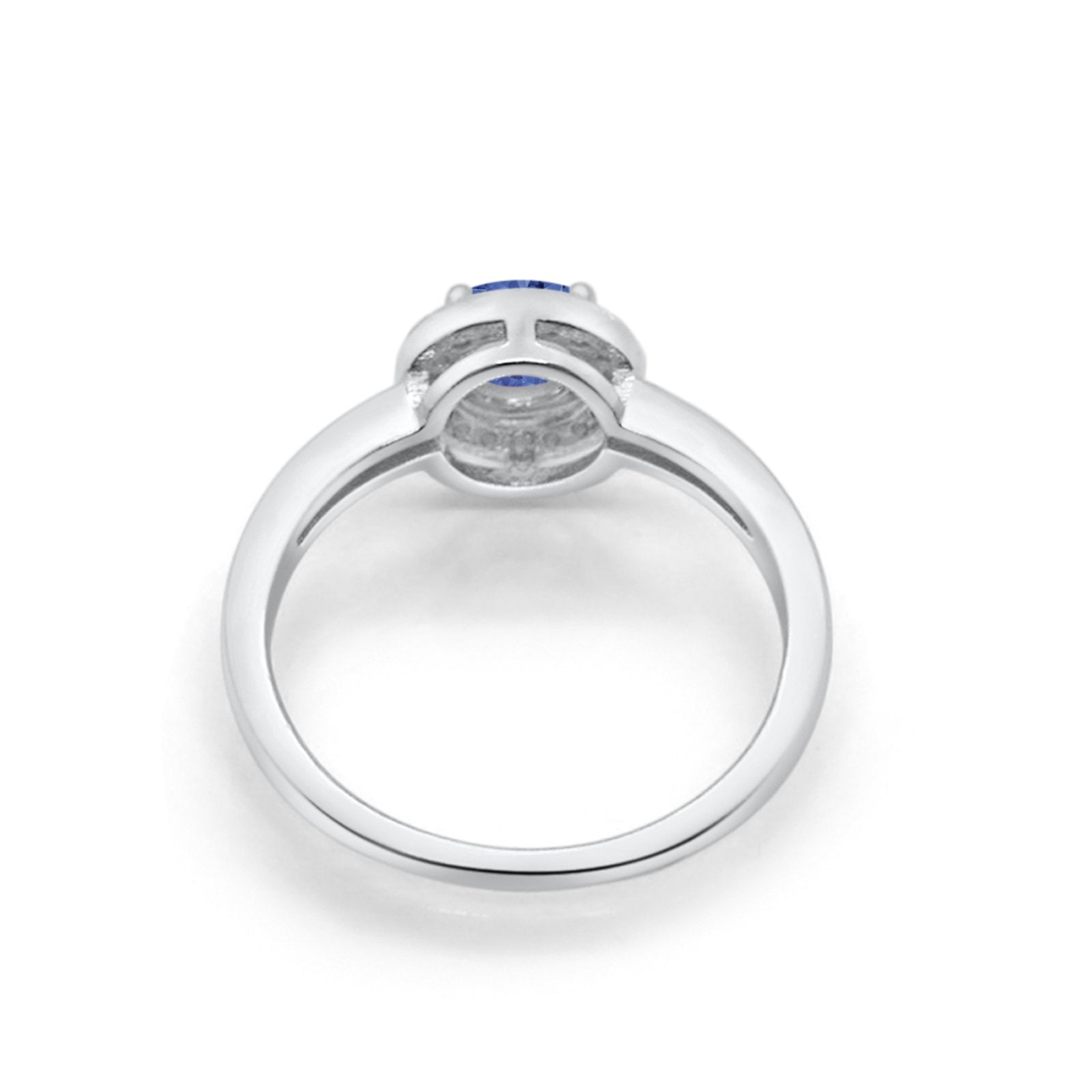 Halo Art Deco Engagement Ring Round Simulated Tanzanite CZ 925 Sterling Silver