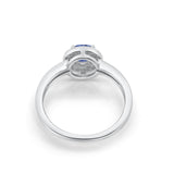 Halo Art Deco Engagement Ring Round Simulated Tanzanite CZ 925 Sterling Silver