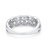 Half Eternity Wedding Ring Round Simulated Cubic Zirconia 925 Sterling Silver