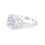 Celtic Oval Engagement Ring Round Simulated Cubic Zirconia 925 Sterling Silver