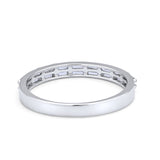 Half Eternity Wedding Band Ring Baguette Round CZ 925 Sterling Silver