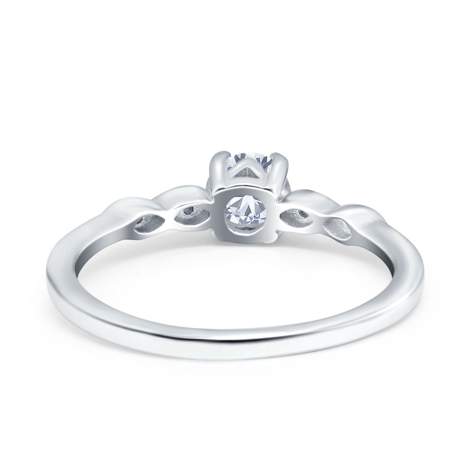 Petite Dainty Wedding Ring Round Simulated Cubic Zirconia 925 Sterling Silver
