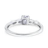 Petite Dainty Wedding Ring Round Simulated Cubic Zirconia 925 Sterling Silver