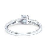 Petite Dainty Wedding Ring Round Lab Created White Opal 925 Sterling Silver