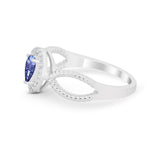 Teardrop Wedding Ring Pear Round Simulated Tanzanite CZ 925 Sterling Silver