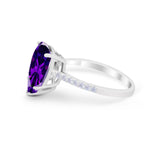Teardrop Engagement Ring Pear Round Simulated Amethyst CZ 925 Sterling Silver