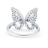 Butterfly Ring Wedding Band Simulated Amethyst CZ 925 Sterling Silver (15mm)