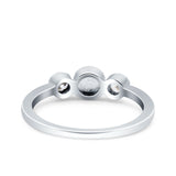 3 Stone Fashion Ring Lab Created White Opal Round 925 Sterling Silver