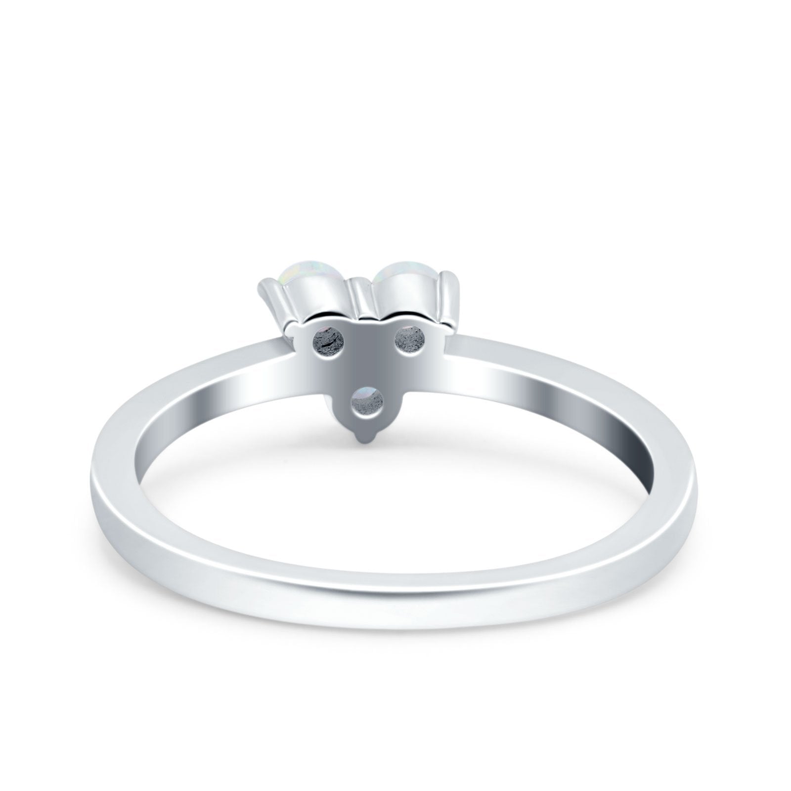 3 Stone Fashion Ring Lab Created White Opal Round 925 Sterling Silver