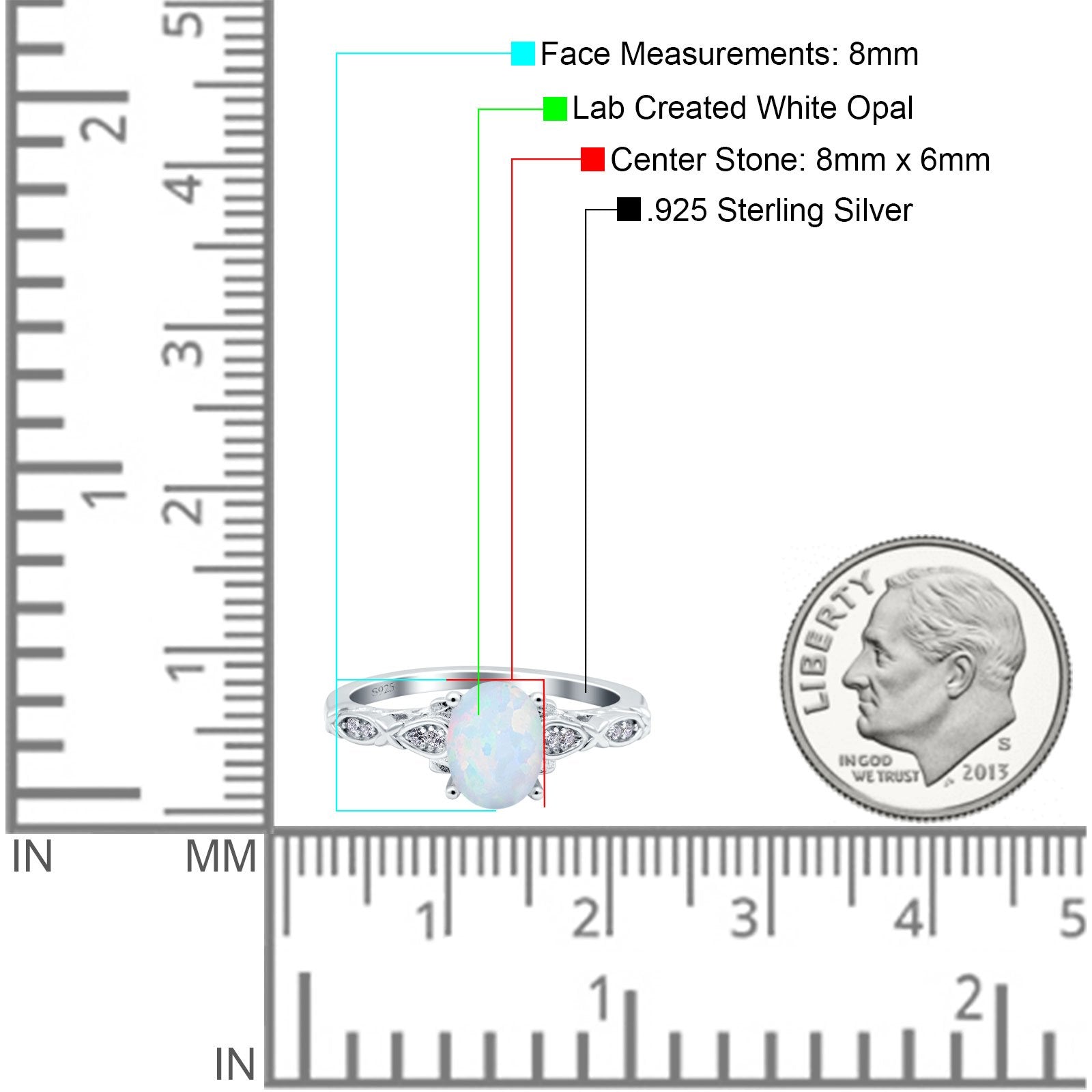 Art Deco Oval Engagement Lab Created White Opal 925 Sterling Silver