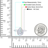 14K White Gold Teardrop Pear Wedding Ring Simulated Cubic Zirconia Size-7