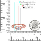 14K Rose Gold Infinity Shank Princess Cut Engagement Ring Simulated Cubic Zirconia Size-7