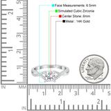 14K White Gold Infinity Shank Princess Cut Engagement Ring Simulated Cubic Zirconia Size-7