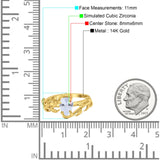 14K Yellow Gold Art Deco Leaves Pear Vintage Style Bridal Ring Simulated Cubic Zirconia Wedding Engagement Ring