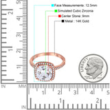 14K Rose Gold Halo Cushion Bridal Simulated CZ Wedding Engagement Ring Size 7