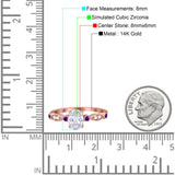 14K Rose Gold Vintage Style Oval Bridal Simulated Amethyst CZ Wedding Engagement Ring
