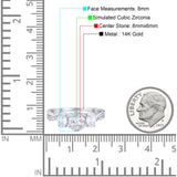 14K White Gold Oval Three Stone Simulated Cubic Zirconia Wedding Engagement Ring Size 7