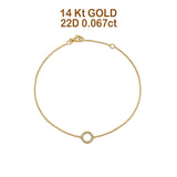 14K Yellow Gold 0.067ct Fancy Round O Bracelet Solid 8mm G SI Natural Diamond Engagement Wedding Bracelet