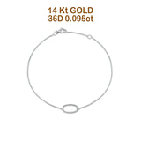 14K White Gold 0.095ct Oval O Bracelet Solid 8mm G SI Natural Diamond Engagement Wedding Bracelets