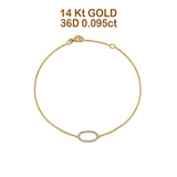 14K Yellow Gold 0.095ct Oval O Bracelet Solid 8mm G SI Natural Diamond Engagement Wedding Bracelets