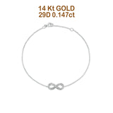 14K White Gold 0.147ct Round Infinity Bracelet Solid 7mm G SI Natural Diamond Engagement Wedding Bracelets