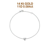 14K White Gold 0.084ct Round Dainty Fly Bracelet Solid 7mm G SI Natural Diamond Engagement Wedding Bracelets