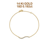14K Yellow Gold 0.192ct Diamond Wave Bar Bracelet Solid 26mm G SI Natural Diamond Engagement Wedding Bracelets