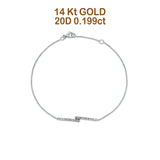 14K White Gold 0.199ct Diamond Double Bar Bracelet Solid 15mm G SI Natural Diamond Engagement Wedding Bracelets