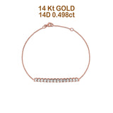 14K Rose Gold 0.498ct Diamond Bar Bracelet Solid 30mm G SI Natural Diamond Engagement Wedding Bracelets