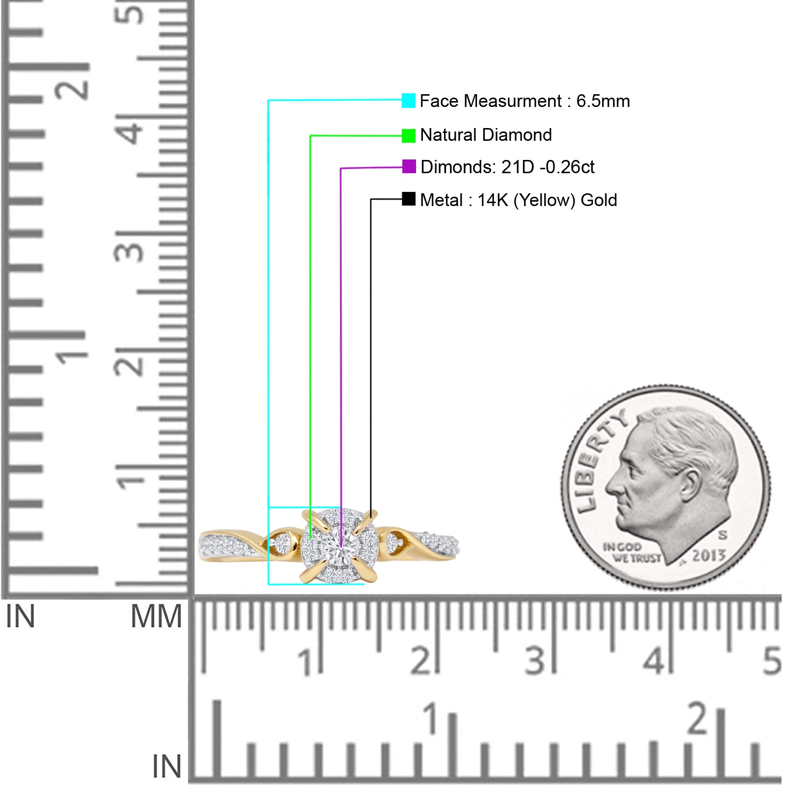 Halo Infinity Shank 0.26ct Natural Diamond Round Engagement Ring 14K Yellow Gold Wholesale