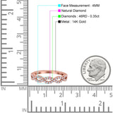 14K Rose Gold 0.35ct Round 4mm G SI Half Eternity Diamond Bands Engagement Wedding Ring Size 6.5
