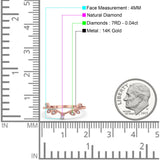 14K Rose Gold 0.04ct Round 4mm G SI Art Deco V Design Half Eternity Diamond Bands Engagement Wedding Ring Size 6.5