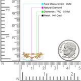 14K Yellow Gold 0.04ct Round 4mm G SI Art Deco V Design Half Eternity Diamond Bands Engagement Wedding Ring Size 6.5