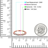 14K Rose Gold 0.23ct Round 2mm G SI Half Eternity Diamond Bands Engagement Wedding Ring