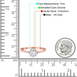 14K Rose Gold Art Deco Oval Engagement Wedding Ring Round Simulated Cubic Zirconia Size-7