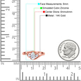 14K Rose Gold Oval Bridal Wedding Engagement Ring Simulated CZ Size-7