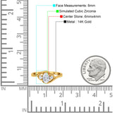 14K Yellow Gold Oval Bridal Wedding Engagement Ring Simulated CZ Size-7